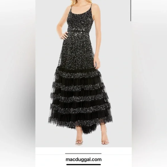 Mac Duggal Women's Embellished Tiered Gown - Black - Size 6 Mac Duggal | Dresses | Mac Duggal Black Sequin Tiered Elegant Quiet Luxury  Dress Size 6 | Poshmark
